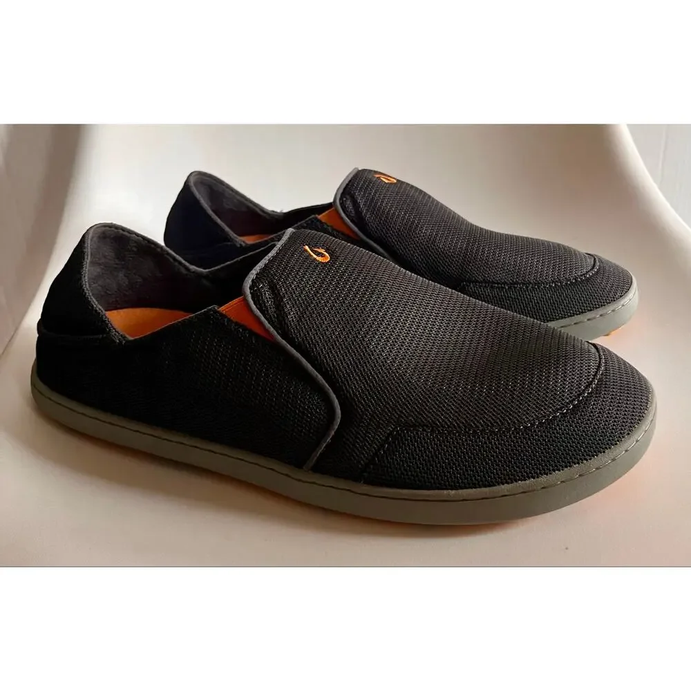 OluKai Nohea Mesh Men's 13 Gray Orange Slip On Shoes Drop In Heel 10188-4242
